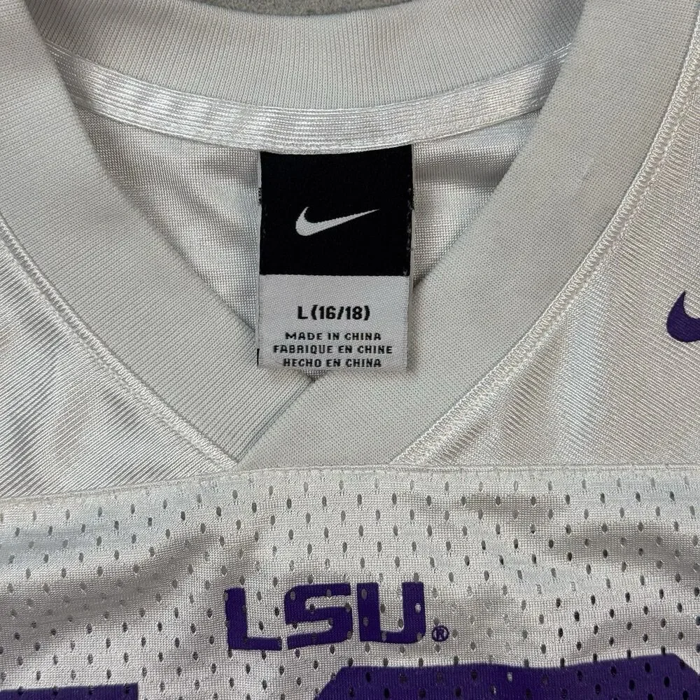 Nike LSU Tigers #10 Youth L 16/18 Football Jersey White Purple Gold
